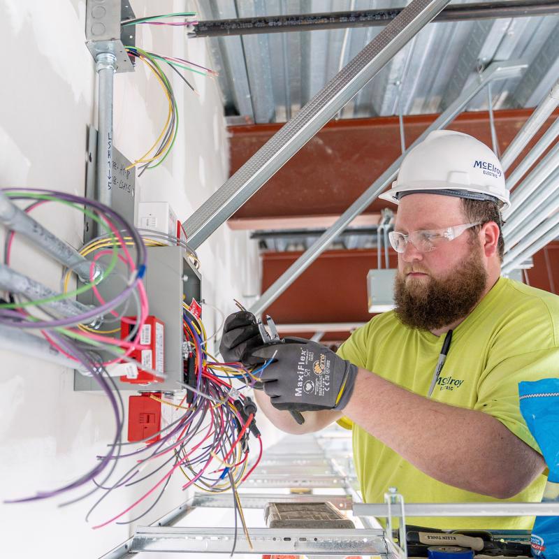 McElroy Electric electrician wiring new construction building automation.