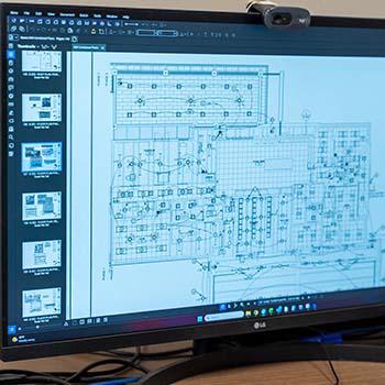 Electrical system schematic on a computer screen
