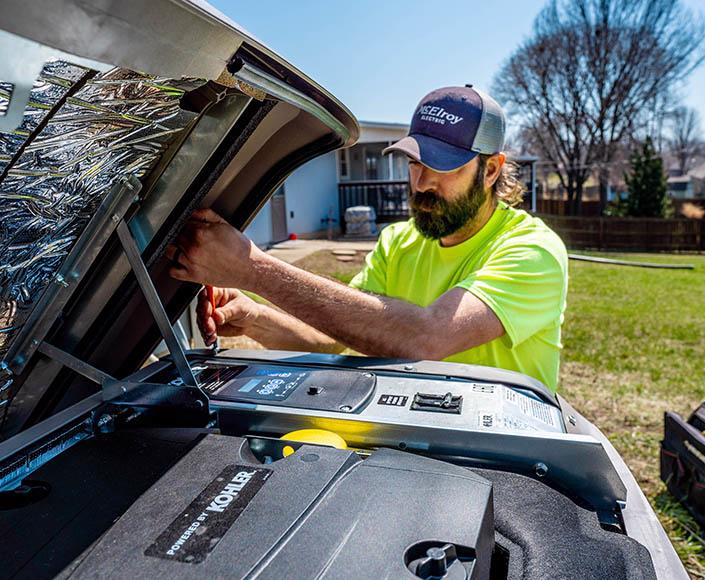 A Kohler backup generator, installed by McElroy Electric, will provide valuable power in case of an electrical outage – keeping the lights, security systems, heating/air and appliances on!